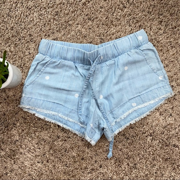 Anthropologie Polka Dot Raw Edge Tencel Shorts - Picture 2 of 7